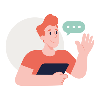 Cloudworks-kuvitus: iloinen mies