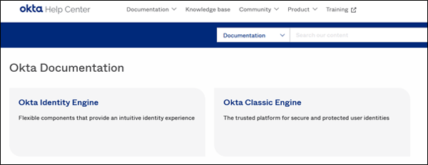 Different sections for Identity & Classic Engine