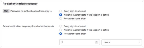 Example Re-Authentication Frequency