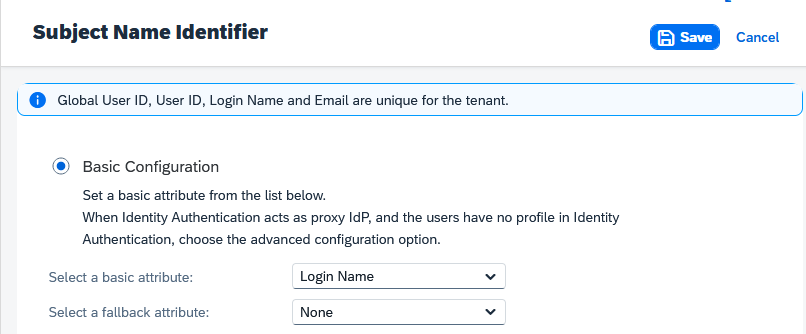 Subject name Identifier – example configuration.