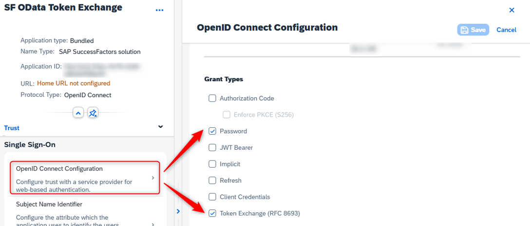 Location of the Grant Types for the OpenID Connect Configuration Flows.