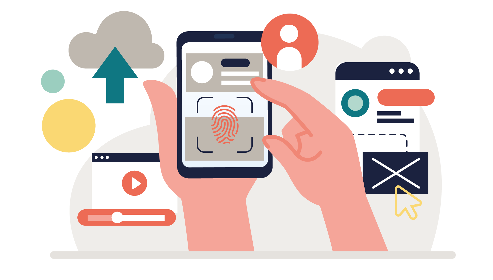 Illustration representing identity across devices and hybrid environments