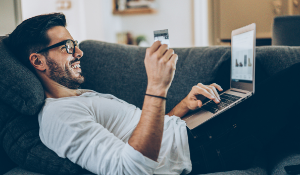 Man in front of computer